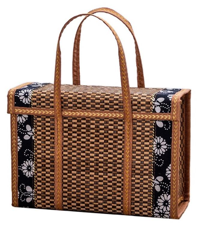 MUXUE Wicker Baskets Woven Picnic Basket Folding Fruit Basket Handheld Food Storage Basket, Baskets with Handles Shopping Sour Dough Bread Basket Bread Pans  Picnic Blankets - Image 1