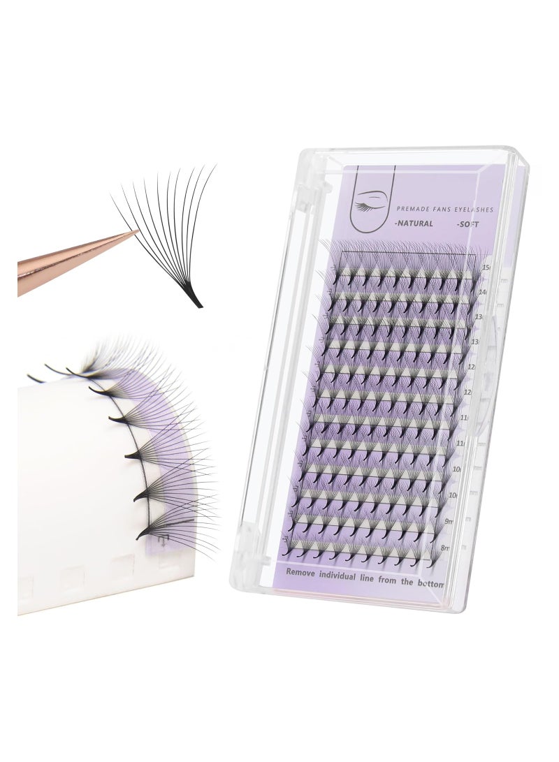 Excefore Premade Fans Eyelash Extensions 10D Thickness 0.05 C Curl 8-15mm Mix Short Stem Pointy Base Premade Volume Lash Extensions C D Curl(10D-C-0.05,8-15mm Mix) - Image 1