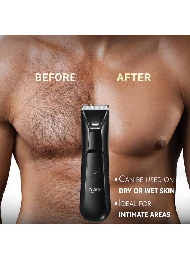 زلاد ماكينة تشذيب الجسم     | ماكينة حلاقة قابلة للشحن للرجال | للأجزاء الخاصة واللحية وشعر العانة | مقاومة للماء وشحن سريع وقفل سفر | أسود - Image 2