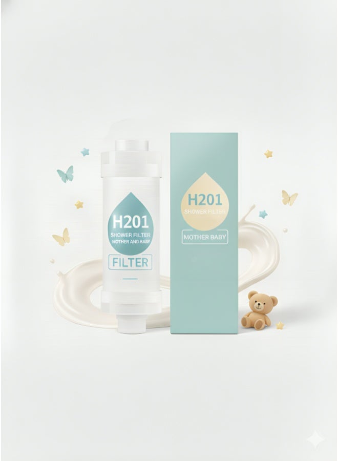 H201 Mother and Baby Shower Filter - Powered by Vitamin C - Water Purifier with Triple Technology System - Ideal Shower Head Filter for Treating Dry Skin and Hair Loss