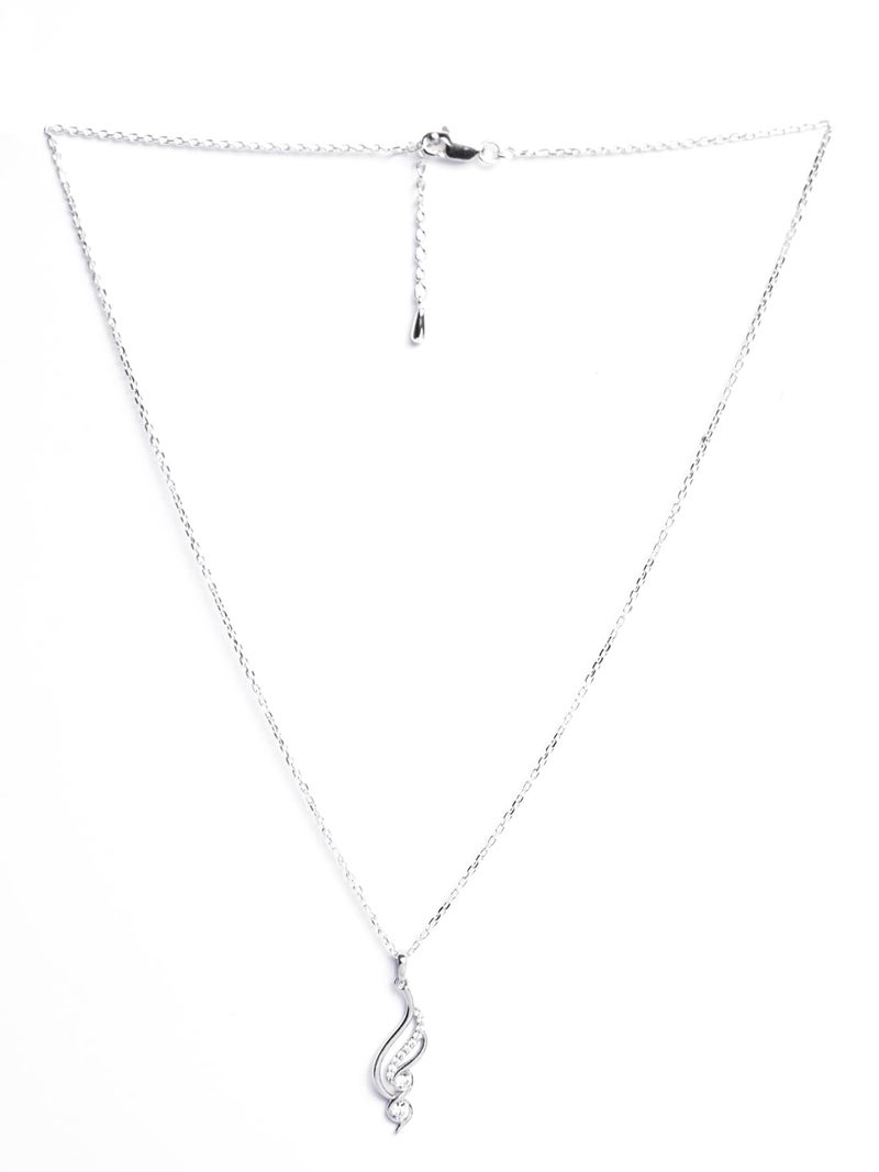 Clara 925 Sterling Silver Swirl Pendant Chain Necklace | Platinum Plated, Swiss Zirconia | Modern Gift for Women and Girls - Image 4