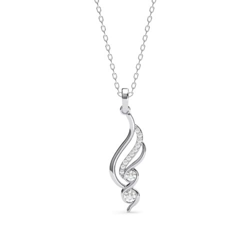 Clara 925 Sterling Silver Swirl Pendant Chain Necklace | Platinum Plated, Swiss Zirconia | Modern Gift for Women and Girls - Image 1