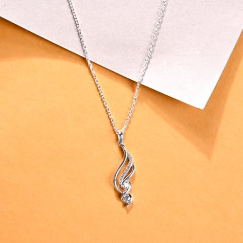 Clara 925 Sterling Silver Swirl Pendant Chain Necklace | Platinum Plated, Swiss Zirconia | Modern Gift for Women and Girls - Image 2