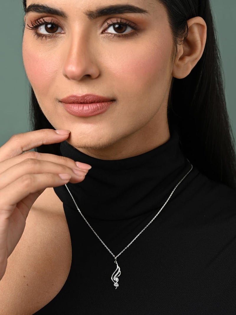 Clara 925 Sterling Silver Swirl Pendant Chain Necklace | Platinum Plated, Swiss Zirconia | Modern Gift for Women and Girls - Image 3