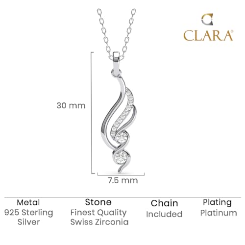 Clara 925 Sterling Silver Swirl Pendant Chain Necklace | Platinum Plated, Swiss Zirconia | Modern Gift for Women and Girls - Image 5