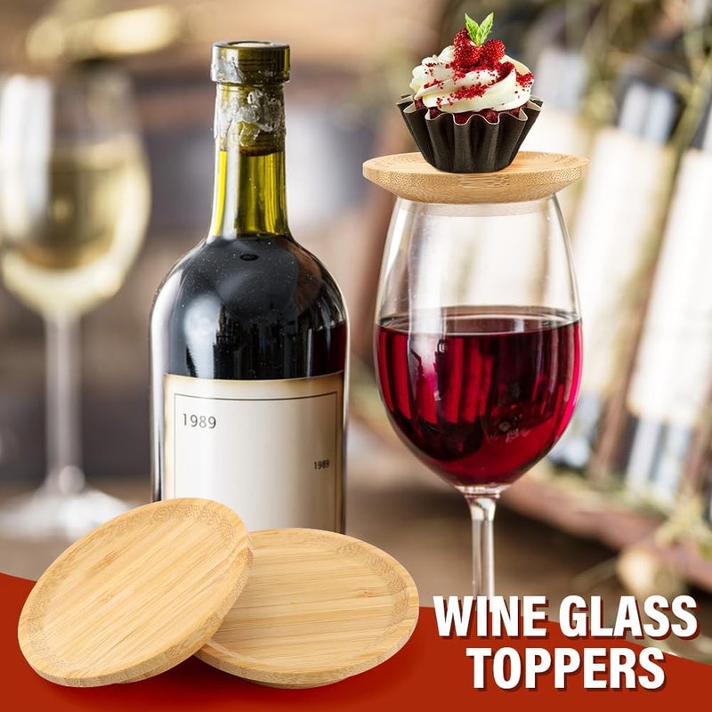 Ranjaner 8 قطع غطاء كأس النبيذ مع شوك الفواكه لوحات شاروترى صغيرة لكأس النبيذ للتجمعات العائلية والمطاعم والبارات للحفاظ على خلوها من الحشرات ومنع الانسكابات - Image 4