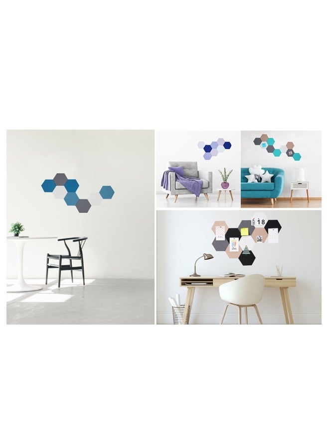 Generic 8 Pcs Hexagon Self Adhesive Felt Bulletin Boards with Push Pins Perfect for Photos Memos and Wall Decor Color B  - Image 4
