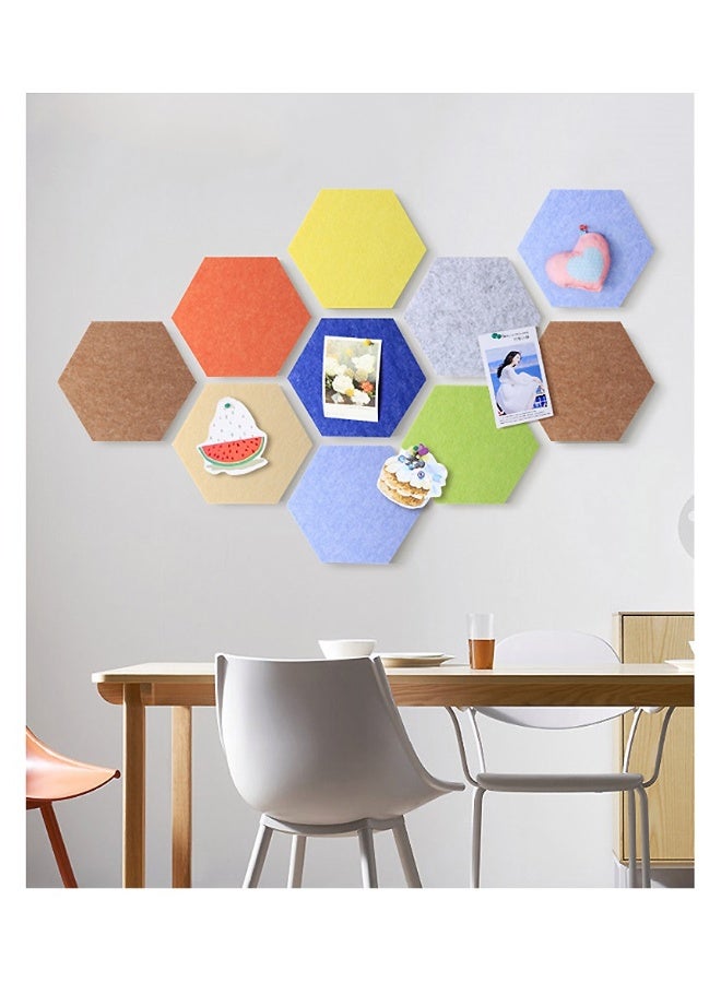 Generic 8 Pcs Hexagon Self Adhesive Felt Bulletin Boards with Push Pins Perfect for Photos Memos and Wall Decor Color B  - Image 5