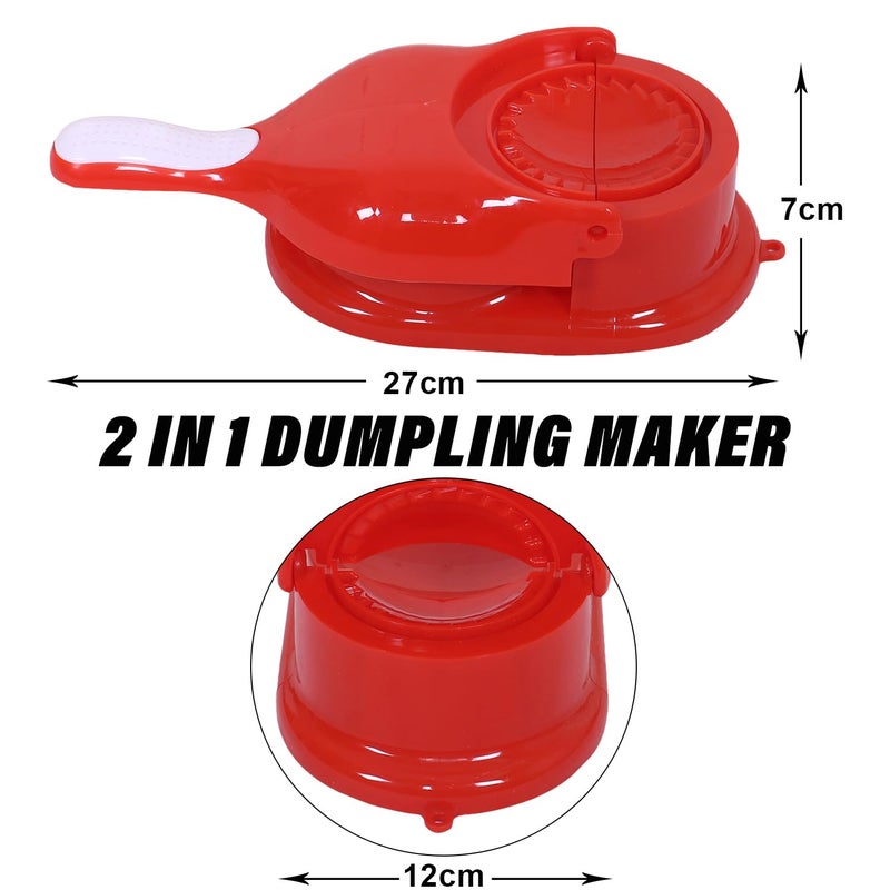 Kuber Industries Kuber Industries Dumpling Maker Plastic 2 in 1 Kitchen Dumpling Making Tool Momos Maker Machine Gujiya Maker Manual Dumpling Maker Red  - Image 3