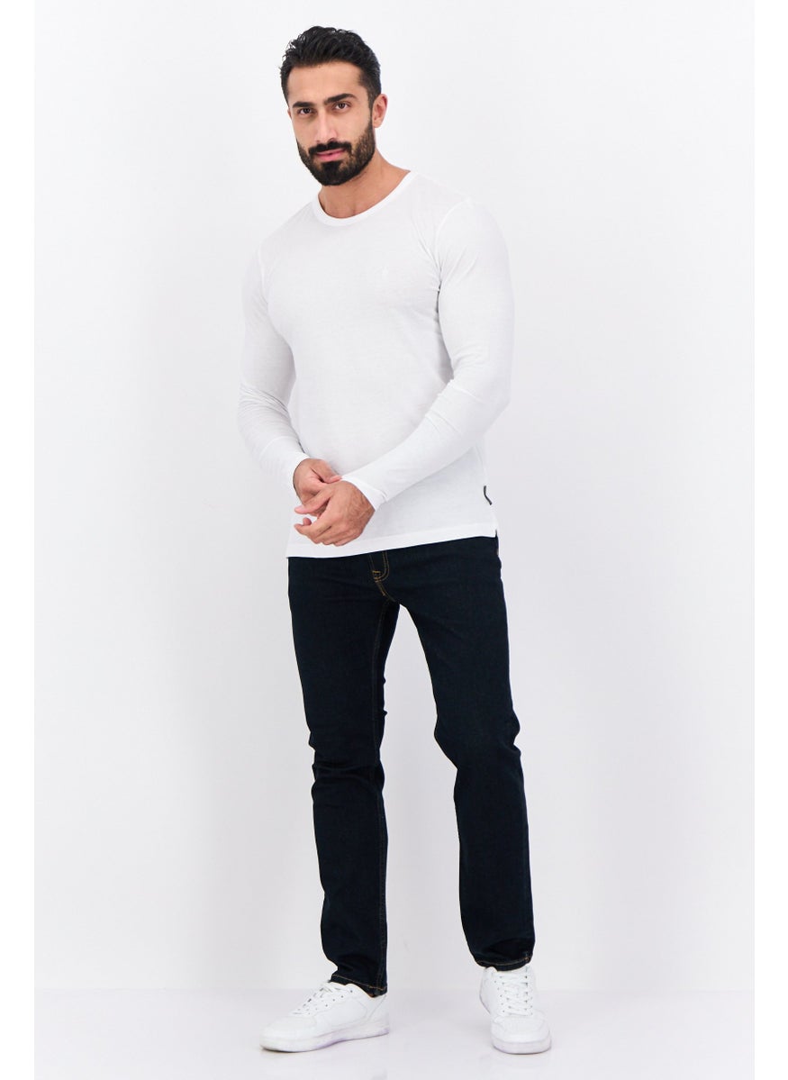 French Connection - Men Crew Neck Long Sleeves Brand Logo T-shirt, White - Image 1