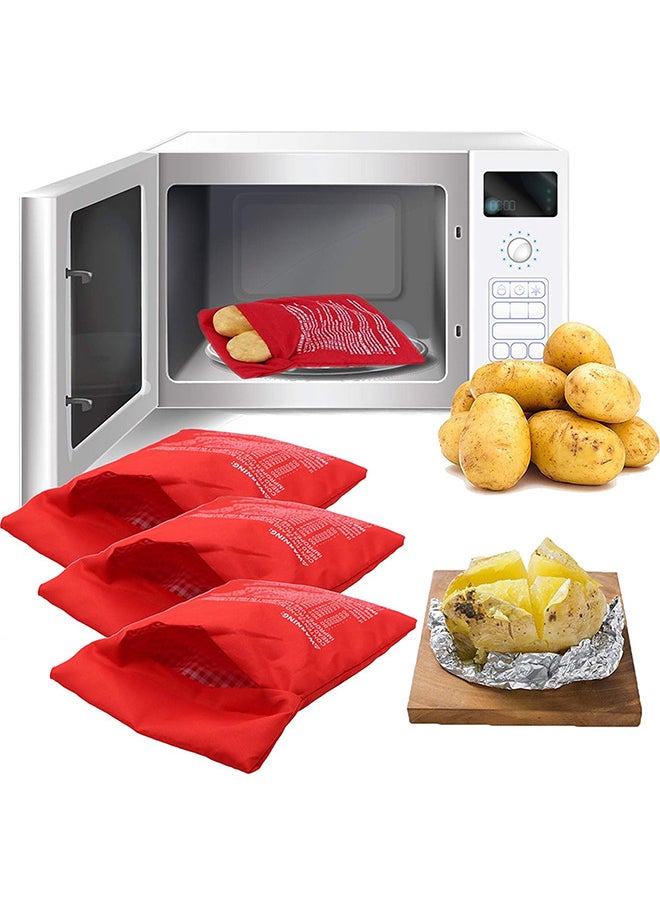 Depend Microwave Potato Bag, Reusable Express Microwave Potato Cooker Bag, Baked Potato Cooker Perfect Potatoes 4 Minutes, Red Baked Pouch, 19x25cm 3 Pack  - Image 1