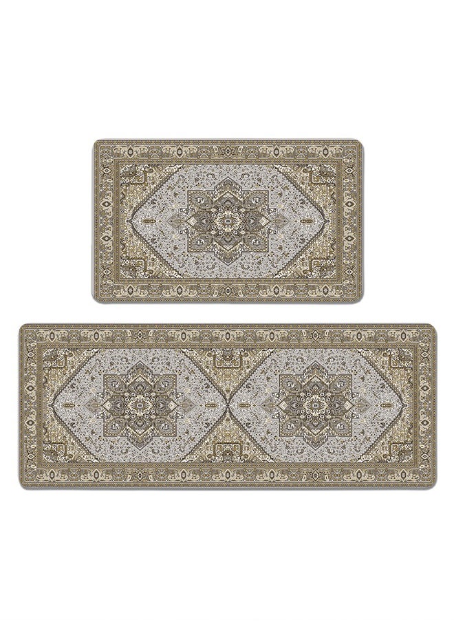Generic 2 PCS Kitchen Floor Mats Rugs Set, Cushion Floor Carpet, Waterproof, Oil Resistant and Anti-Fatigue PU Standing Mat for Kitchen, Floor, Office, Sink, Laundry 45*75CM+45*120CM  - Image 1