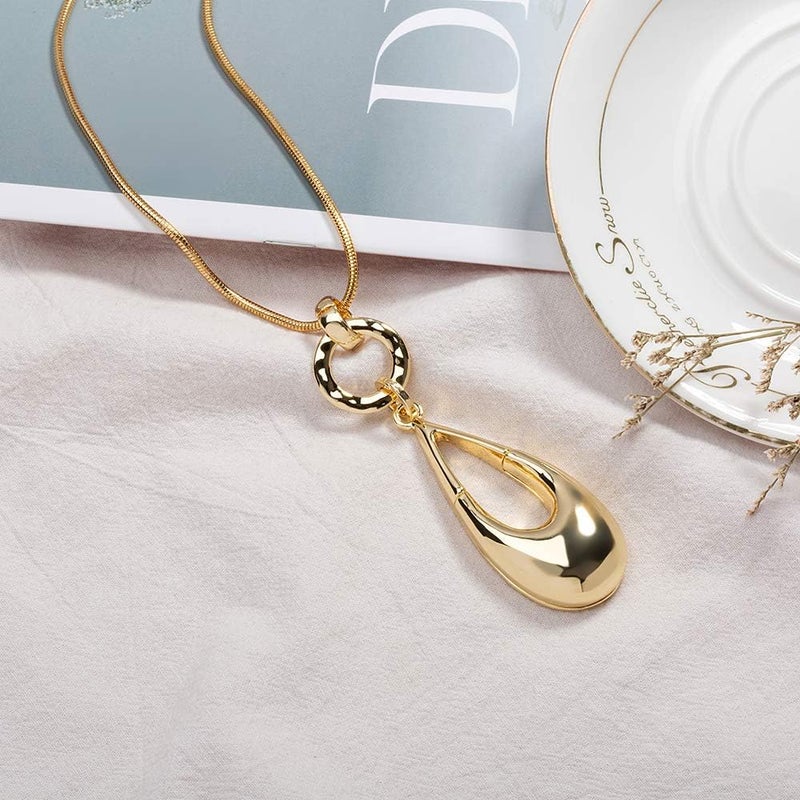 welbijoux Long Necklaces for Women Waterdrop Pendant Sweater Layered Y Statement Bohemian Silver Chain Necklace with Gifts Box Jewelry - Image 2