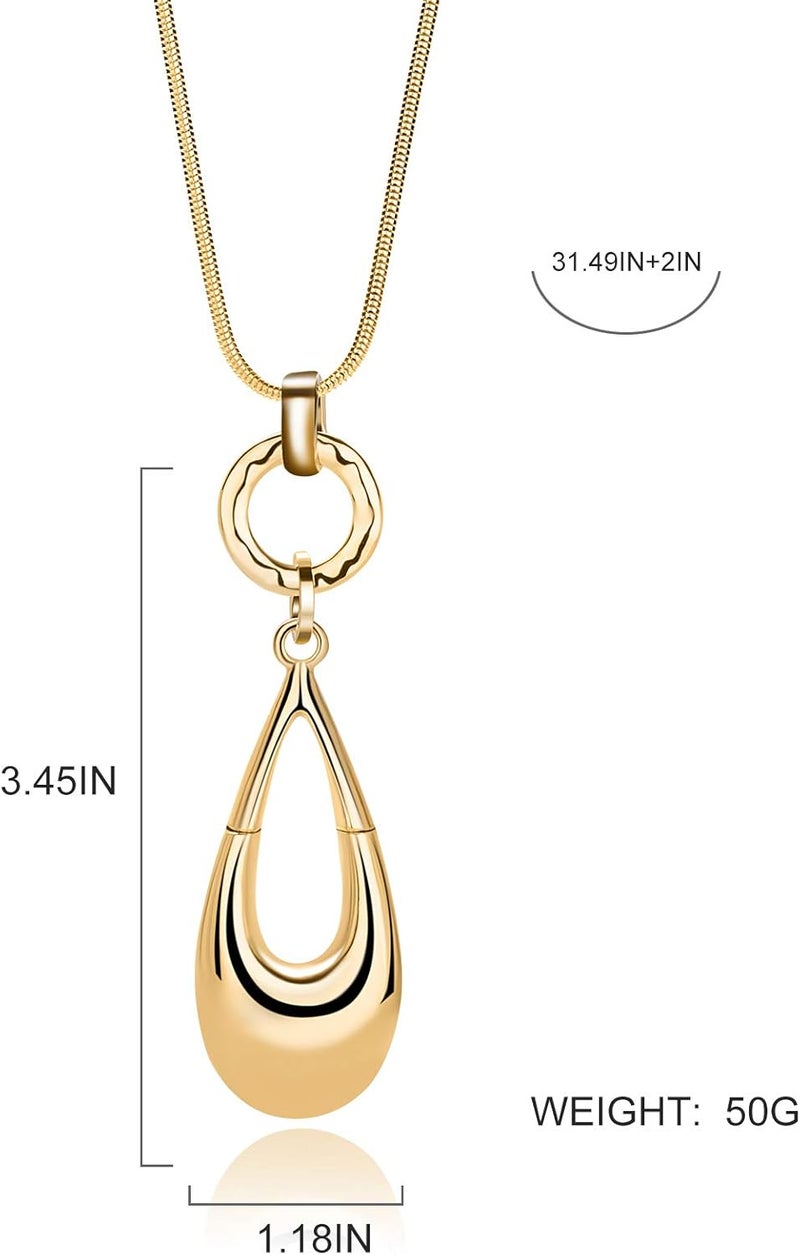 welbijoux Long Necklaces for Women Waterdrop Pendant Sweater Layered Y Statement Bohemian Silver Chain Necklace with Gifts Box Jewelry - Image 1