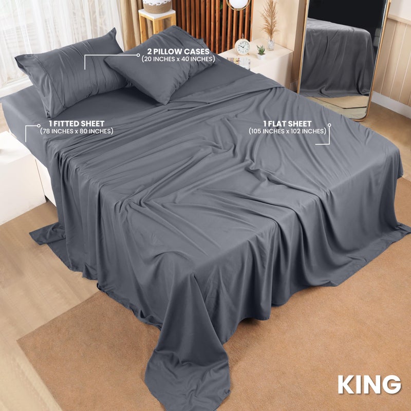 Utopia Bedding King Sheet Set â€“ 4 Piece Bed Sheets for King Size Bed, Soft and Breathable Microfiber, Includes 1 Fitted Sheet, 1 Flat Sheet and 2 Pillowcases (Grey) - Image 2
