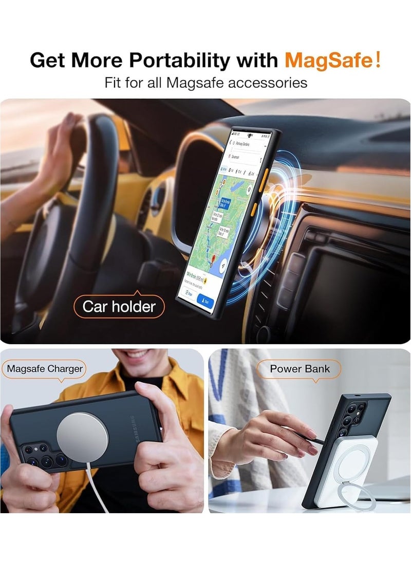 Magnetic Matte Case for Samsung S24 Ultra, Compatible with MagSafe, Matte Soft TPU Shockproof Protective Phone Case, Compatible with Samsung S24 Ultra (Navy Blue)