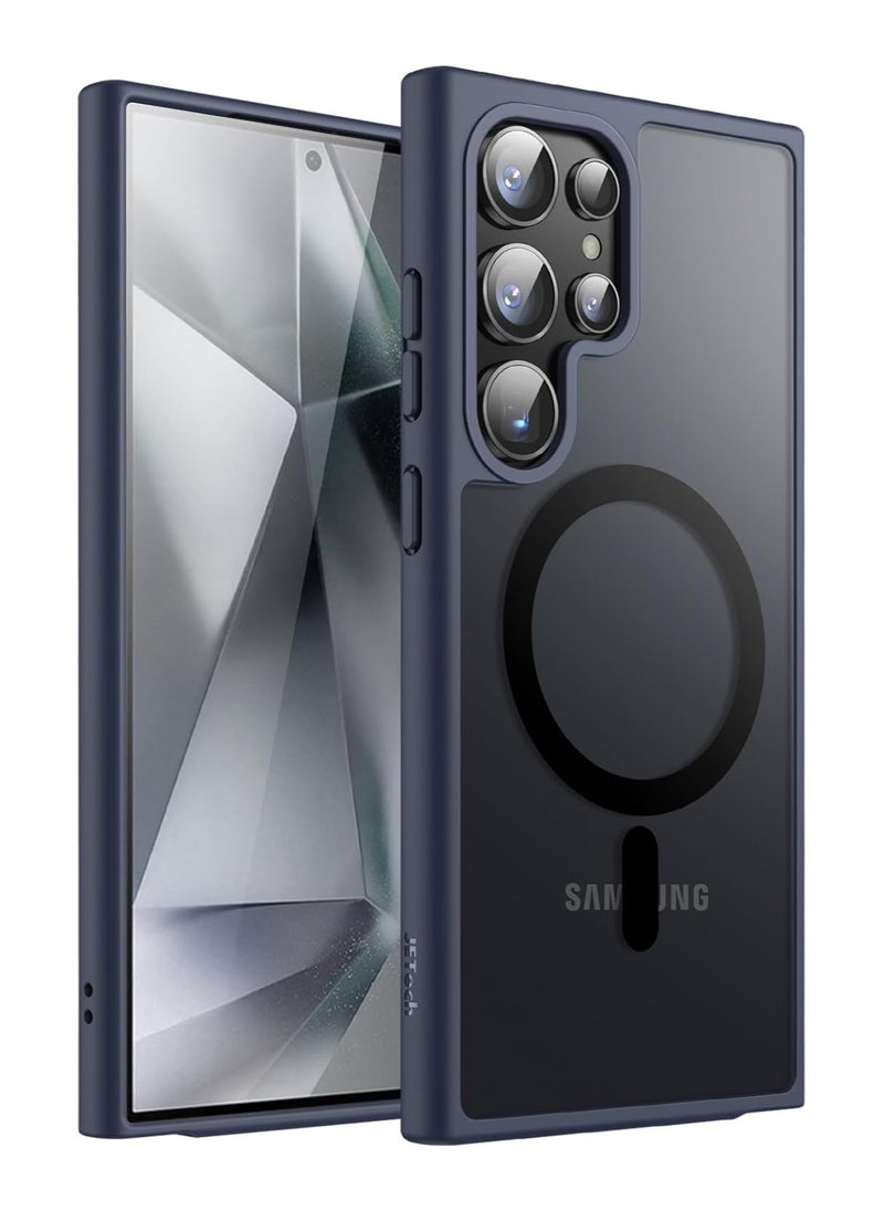 Magnetic Matte Case for Samsung S24 Ultra, Compatible with MagSafe, Matte Soft TPU Shockproof Protective Phone Case, Compatible with Samsung S24 Ultra (Navy Blue)
