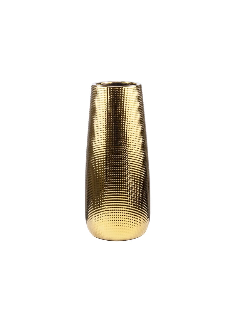 Gulf Flowers Gulf Flowers Gold Ceramic Vase Base – D9.5 cm × H30 cm Elegant Tall Decorative Vase for Living Room, Office & Modern Home Styling 