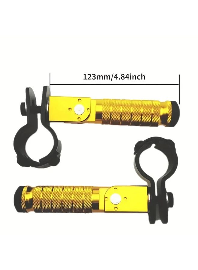 Universal CNC Aluminum Alloy Folding Foot Pedal Golden Color Lightweight For Motorcycle Bicycle 28 30mm Bracket - Image 2