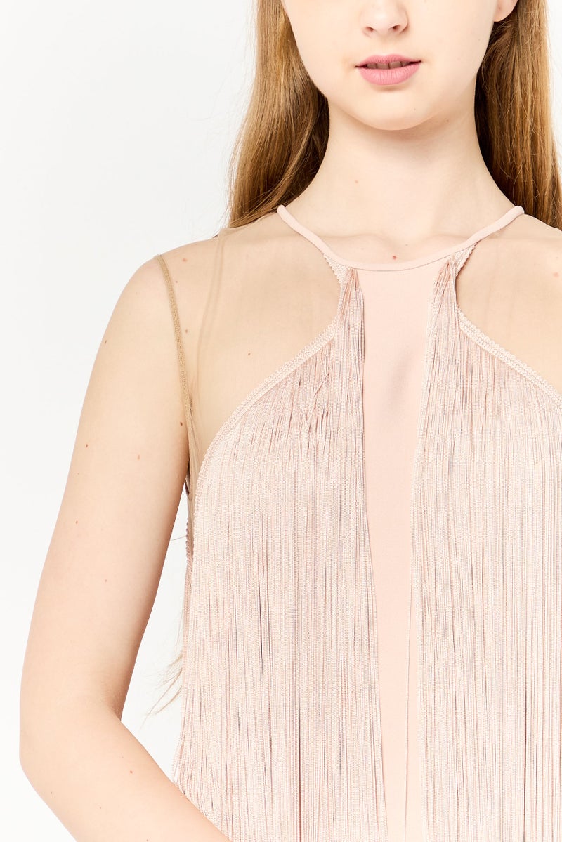 STELLA MCCARTNEY Women Fringe Mini Dress, Peach - Image 2