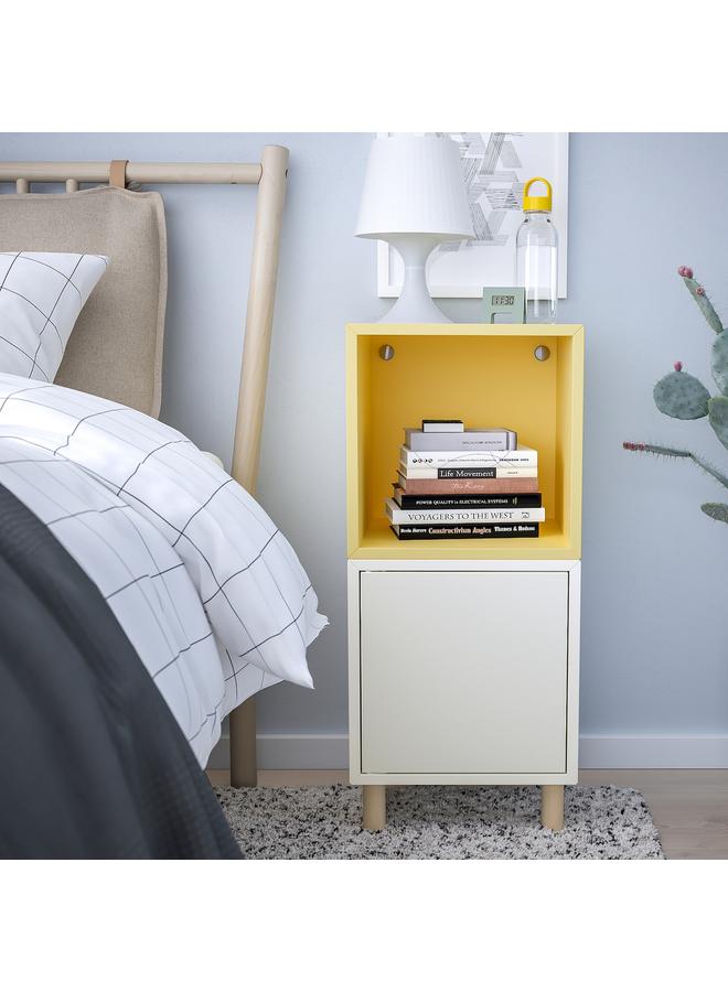 Zaboon Cabinet combination with legs, white pale yellow/wood, 35x35x80 cm - Image 2