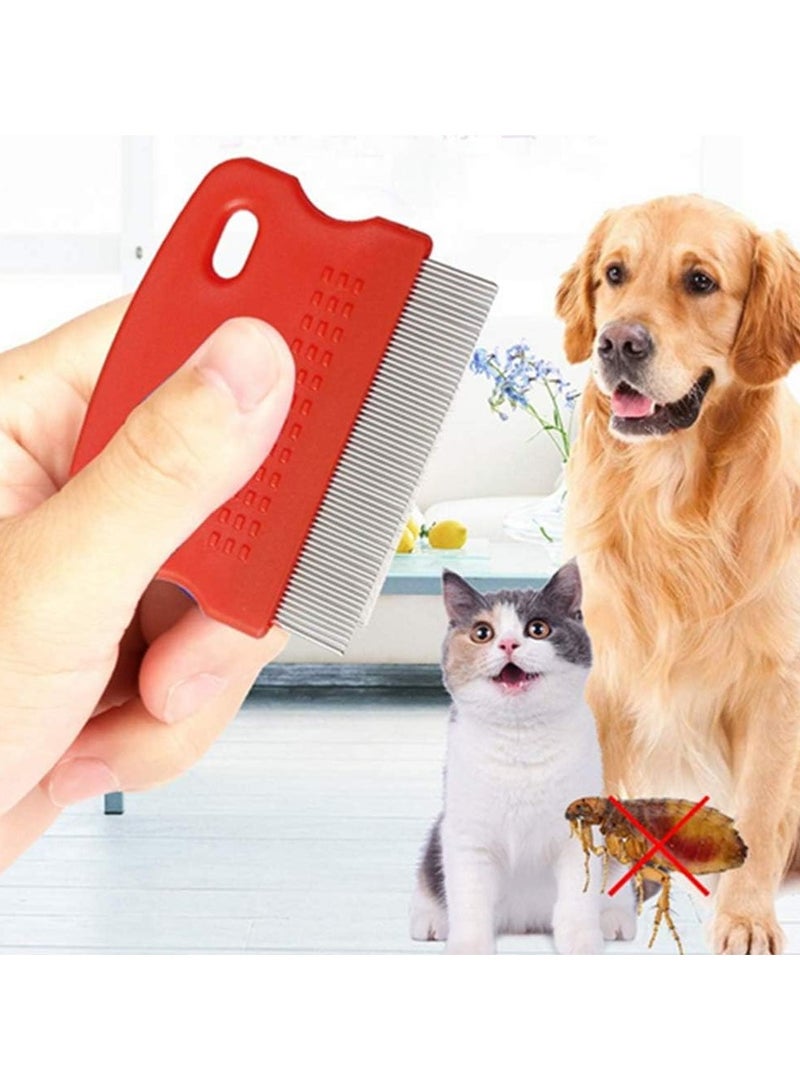 A multi-color flea comb for cats and dogs, designed as a cleaning tool for effective lice removal, treating and eliminating fleas, mites, ticks, and dandruff with soft stainless steel teeth for gentle grooming. - Image 2