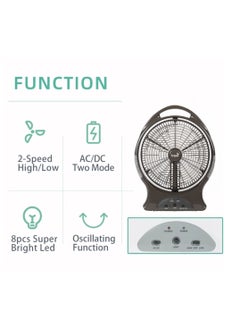 ICONA Icona USB Rechargeable DC/AC Box Fan with LED Light, 3-Speed Choice, Solar-Compatible, Compact Design for Air Cooling in Hotels, Cars, Outdoor, and Household Use  - Image 4