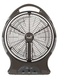 ICONA Icona USB Rechargeable DC/AC Box Fan with LED Light, 3-Speed Choice, Solar-Compatible, Compact Design for Air Cooling in Hotels, Cars, Outdoor, and Household Use  - Image 1
