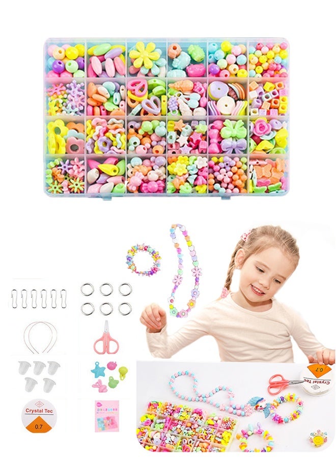 ليمون مجموعة صنع المجوهرات: خرز للأساور للبنات. 420 قطعة بأشكال وألوان متنوعة، ألعاب مثالية للفتيات من سن 6 سنوات فما فوق. - Image 1