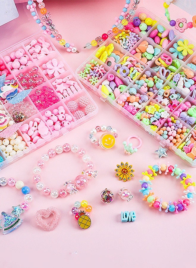 ليمون مجموعة صنع المجوهرات: خرز للأساور للبنات. 420 قطعة بأشكال وألوان متنوعة، ألعاب مثالية للفتيات من سن 6 سنوات فما فوق. - Image 3