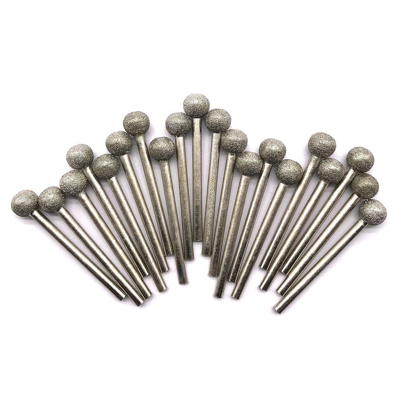 NACX 20Pcs Diamond Mounted Point, 8mm Ball Head, 3mm Shank, Diamond Grinding Bit Rotary Burrs, for Jade Stone Jewelry Ceramic Carving Polishing - Image 1