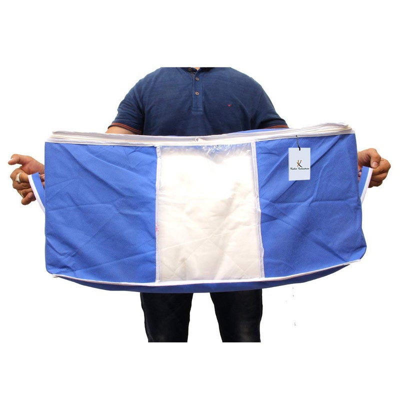 Kuber Industries 9 Piece Non Woven Underbed Storage Organiser Set Extra Large Maroon and Royal Blue - Image 4