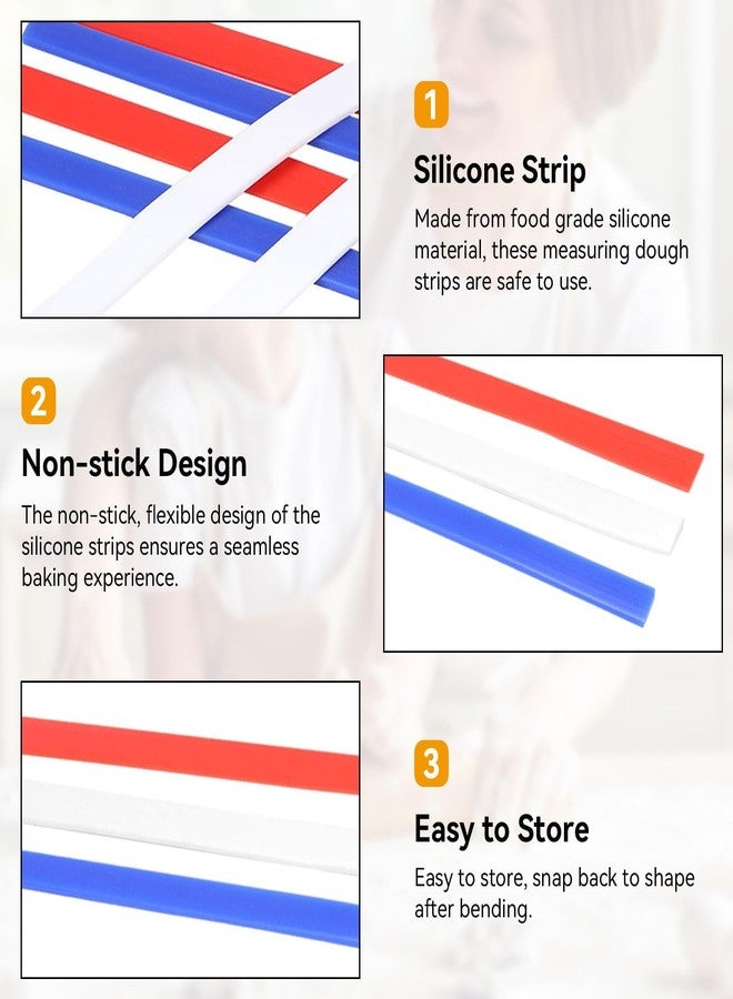 Frdhee 6PCS Silicone Rolling Pin Guides, 15in Length 2mm 4mm 6mm Thickness Rolling Pin Guide Silicone Measuring Dough Strip Dough Leveler Sticks for Precision Baking - Image 5