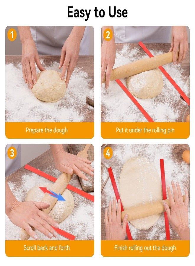 Frdhee 6PCS Silicone Rolling Pin Guides, 15in Length 2mm 4mm 6mm Thickness Rolling Pin Guide Silicone Measuring Dough Strip Dough Leveler Sticks for Precision Baking - Image 4