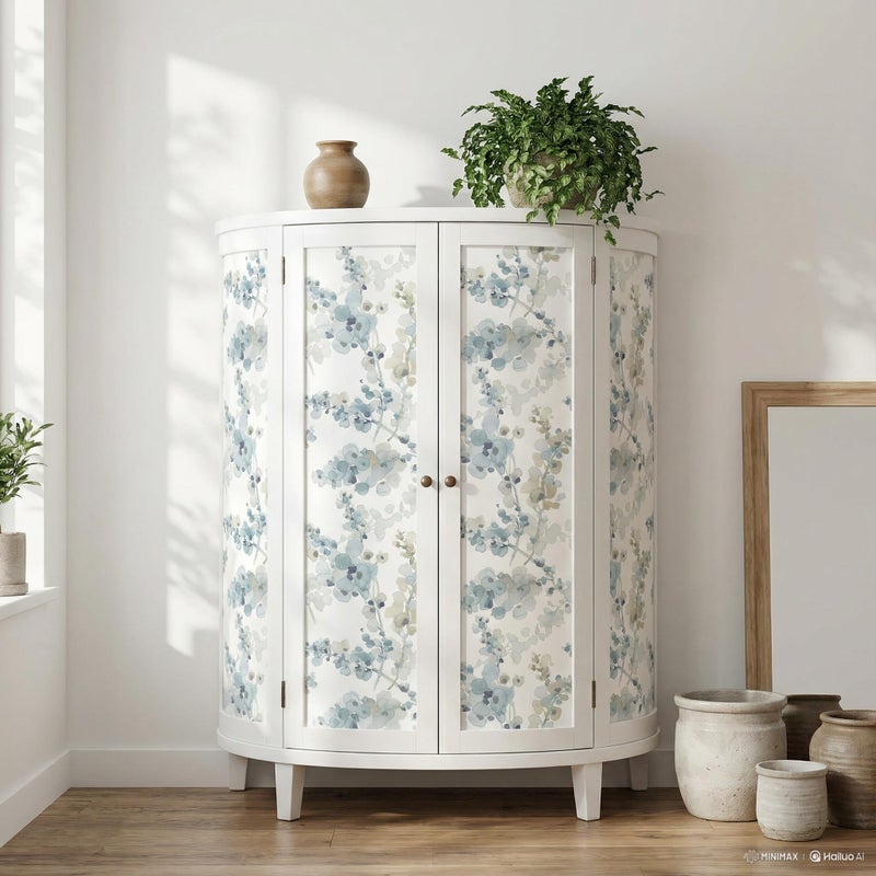 Hopepak Floral Peel and Stick Wallpaper Blue Watercolor Flower Wallpaper Self Adhesive Removable Contact Paper Vinyl Roll for Bedroom Living Room Accent Wall Furniture Decor 17" x 78.7" - Image 3