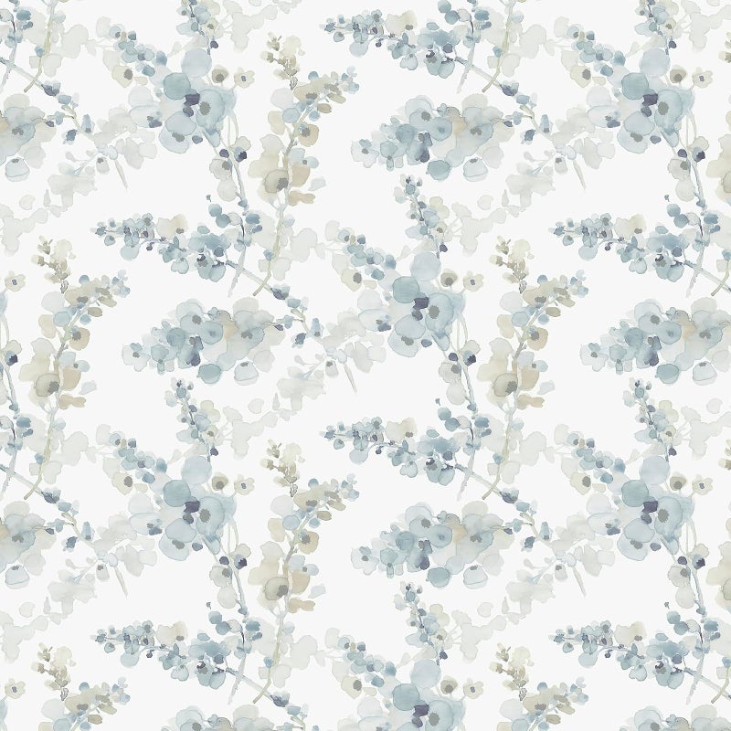 Hopepak Floral Peel and Stick Wallpaper Blue Watercolor Flower Wallpaper Self Adhesive Removable Contact Paper Vinyl Roll for Bedroom Living Room Accent Wall Furniture Decor 17" x 78.7" - Image 1
