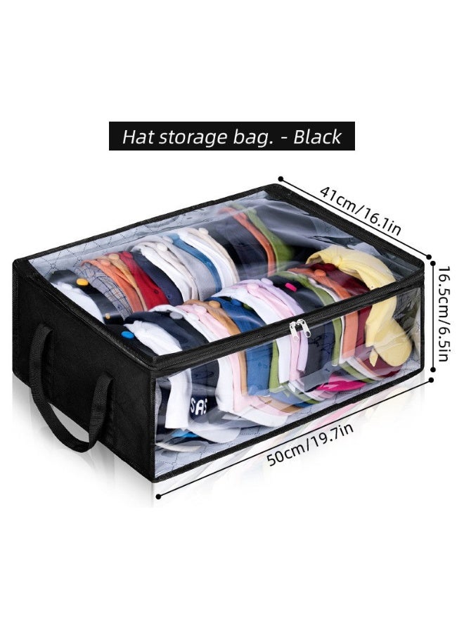 Foldable Non-woven Fabric Closet Storage Bag ,Large Capacity Clothing Storage Bag , With Reinforced Handle, Sturdy Zipper And Oversize Transparent Window, For Quilts, Clothing,Bedding,Black,50x16.5 x 41 cm - Image 2