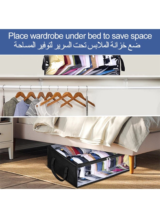 Foldable Non-woven Fabric Closet Storage Bag ,Large Capacity Clothing Storage Bag , With Reinforced Handle, Sturdy Zipper And Oversize Transparent Window, For Quilts, Clothing,Bedding,Black,50x16.5 x 41 cm - Image 4