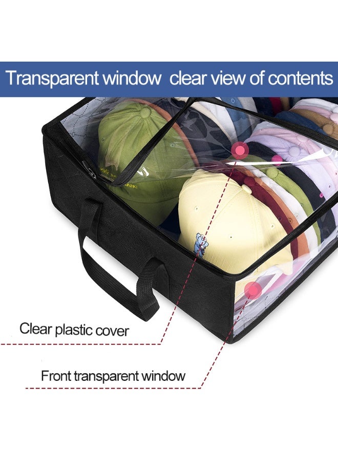 Foldable Non-woven Fabric Closet Storage Bag ,Large Capacity Clothing Storage Bag , With Reinforced Handle, Sturdy Zipper And Oversize Transparent Window, For Quilts, Clothing,Bedding,Black,50x16.5 x 41 cm - Image 3