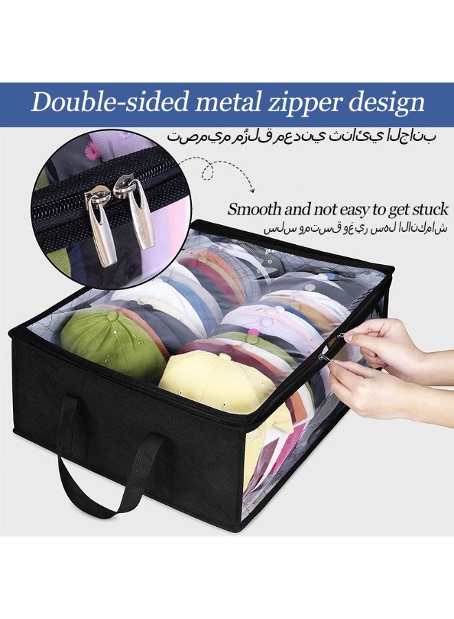 Foldable Non-woven Fabric Closet Storage Bag ,Large Capacity Clothing Storage Bag , With Reinforced Handle, Sturdy Zipper And Oversize Transparent Window, For Quilts, Clothing,Bedding,Black,50x16.5 x 41 cm - Image 5