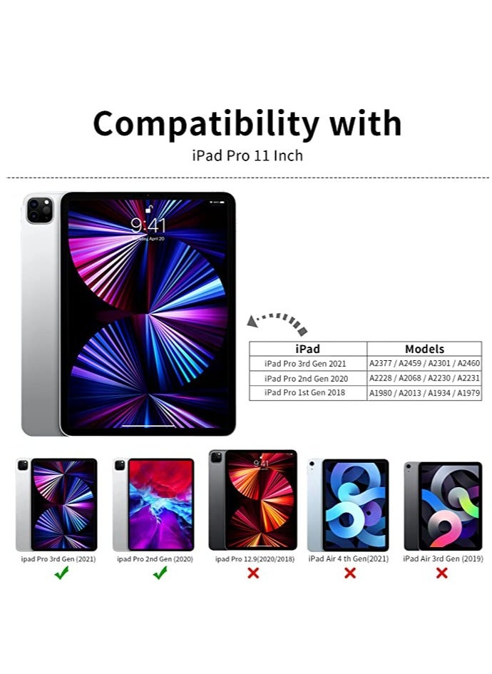 YoYoTech Case for iPad Pro 11 Inch 3rd Generation 2021 Model with Pencil Holder Slim Tablet Cover with Soft Back Auto Wake Sleep Function  - Image 5