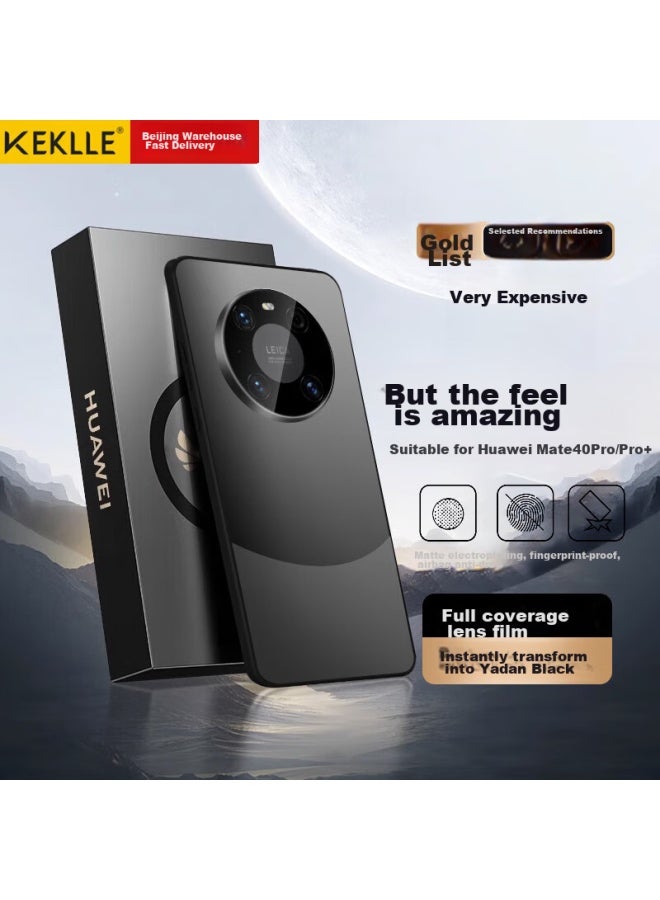 Keklle Phone Case For Huawei Mate 40 Pro, Protective Cover With Color-block Electroplated Frosted Design, Full Lens Protection, Shockproof Case, Elegant Black - Image 1