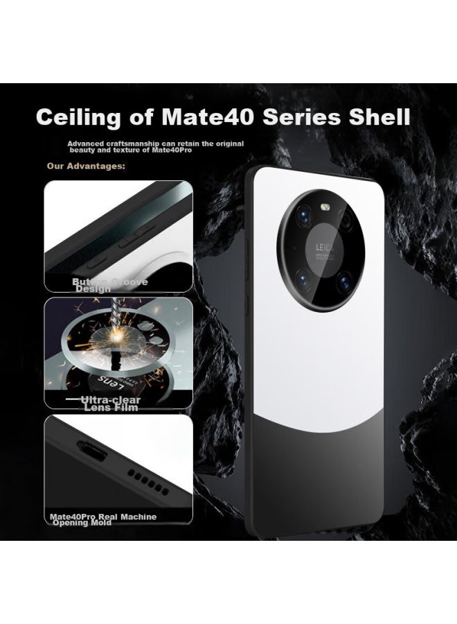 Keklle Phone Case For Huawei Mate 40 Pro, Protective Cover With Color-block Electroplated Frosted Design, Full Lens Protection, Shockproof Case, Elegant Black - Image 3