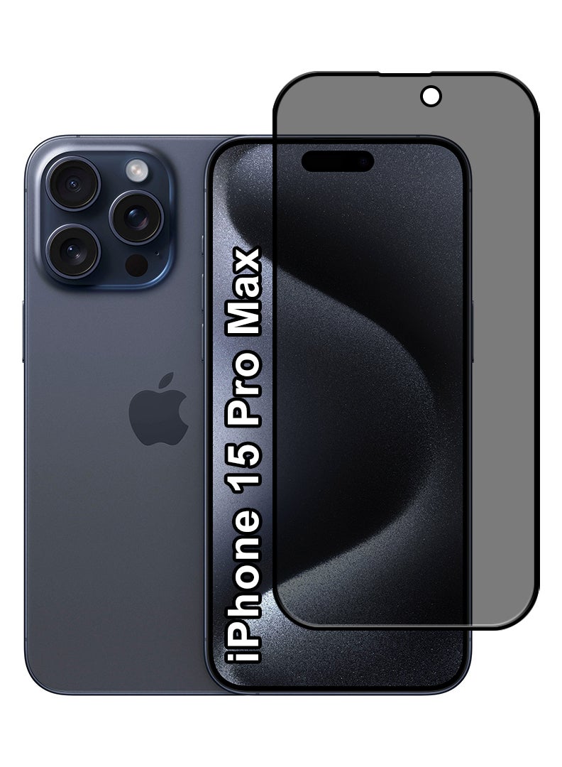Case Up Privacy Screen Protector For Apple iPhone 15 Pro Max 9H Hardness Anit Spy Tempered Glass Film [100% Privacy Protection], Bubble Free Easy Installation, Full Coverage And Anti Scratch - Image 1