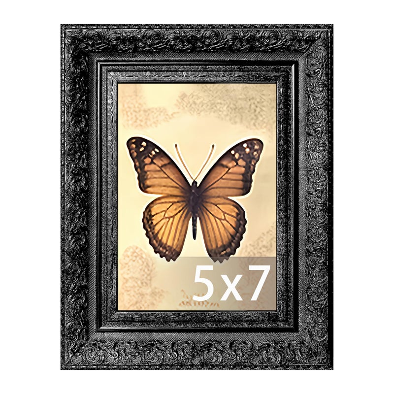 vrzpopi Vintage Picture Frame, Decorative Wall Hanging and Tabletop Display Photo Frame (Black, 5X7) - Image 1