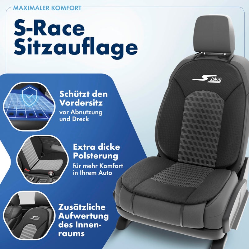 Walser Car Comfort S-Race Car Seat Cover, Award Very Good, Car Seat Cushion, Universal Seat Protector, Front Seats, Seat Pad, Anthracite/Black - Image 2