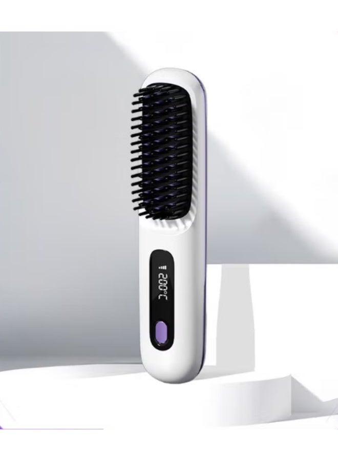 Two-in-one straightening comb and hair straightener, portable with negative ions, no hair damage, wireless styling comb - Image 1