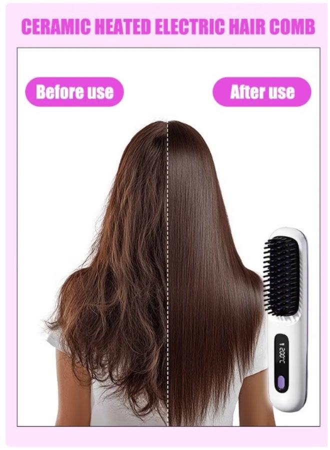 Two-in-one straightening comb and hair straightener, portable with negative ions, no hair damage, wireless styling comb - Image 5