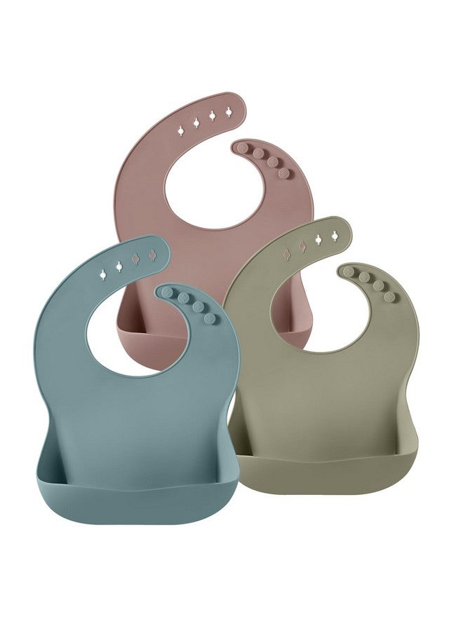 PandaEar 3 Pack Silicone Bibs for Babies - Waterproof, BPA Free, Soft Durable Bibs for eating with Pocket Food Catcher - Image 1