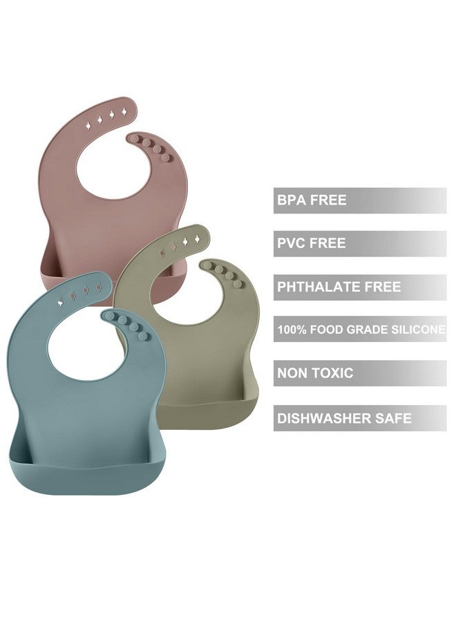 PandaEar 3 Pack Silicone Bibs for Babies - Waterproof, BPA Free, Soft Durable Bibs for eating with Pocket Food Catcher - Image 2